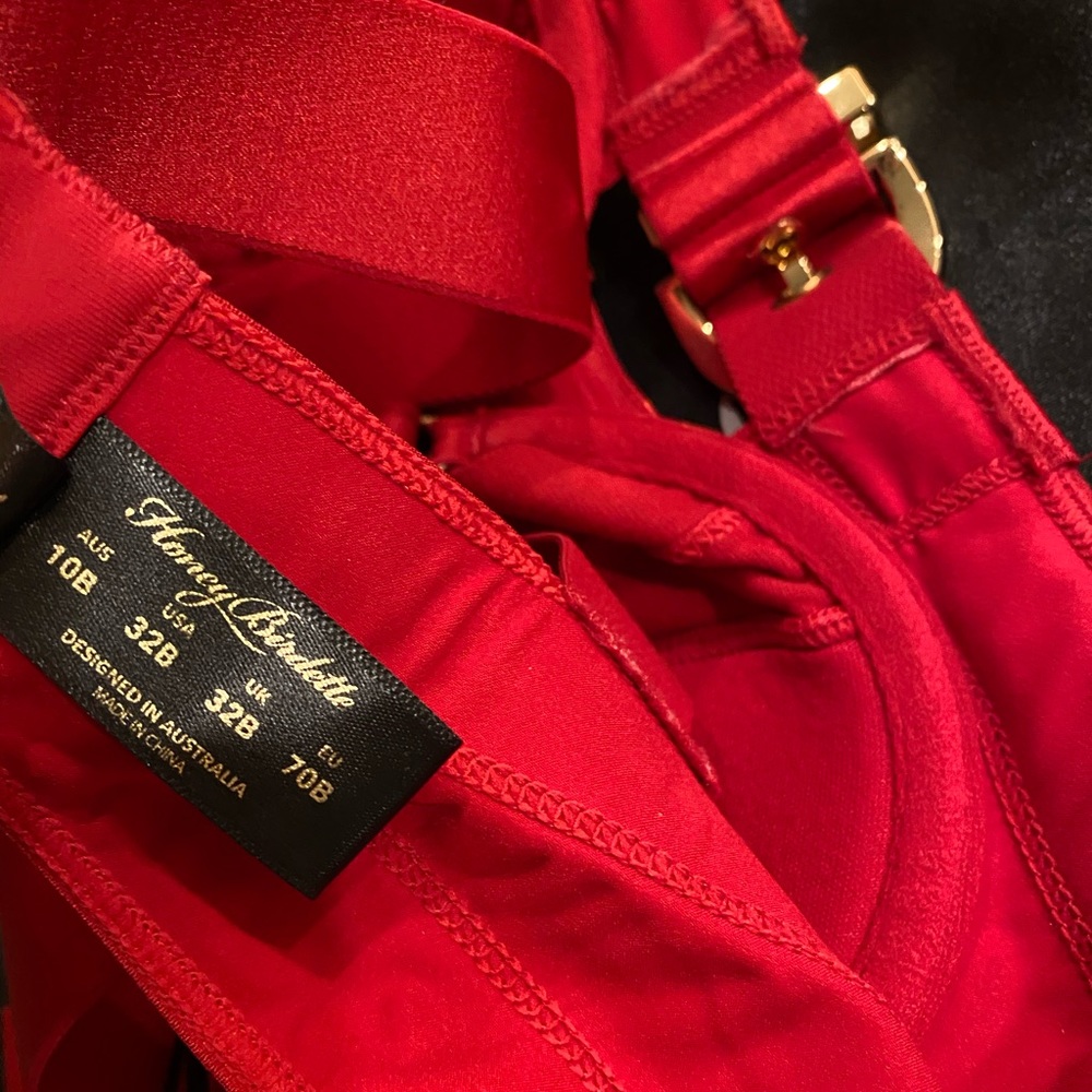 โค๏ธโ๐ฅ HONEY BIRDETTE GIA BRA & HARNESS NWT SIZE 32B RED - Picture 7 of 10